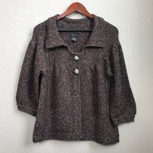 BCBGMaxAzria Brown Wool Blend Sweater Cape Large